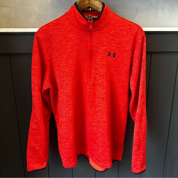 Under Armour‎ Red Quarter-Zip Pullover Sz Large Tall Long - Picture 1 of 12